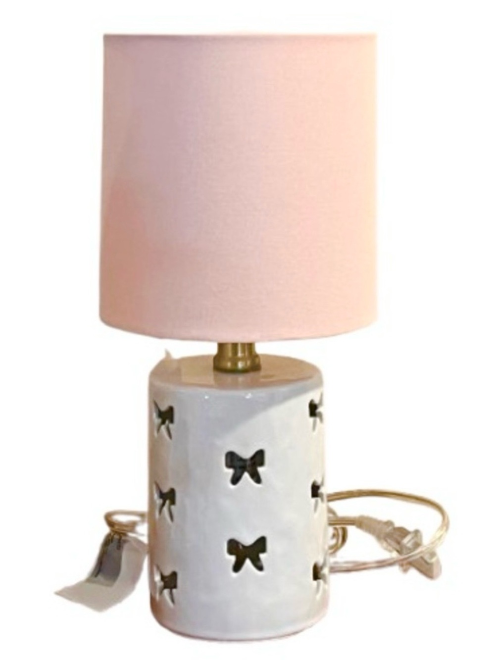 🆕-Coquette Ceramic Bow Cut-Out Table Lamp Plus Nightlight